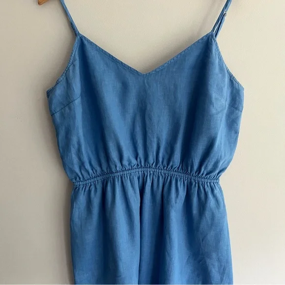 J. Crew Blue Linen Spaghetti Streps Sundress Mini size L - Picture 4 of 7